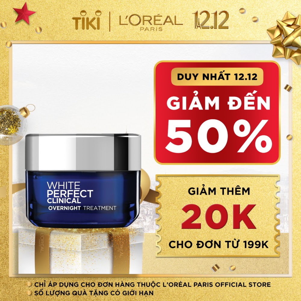 Kem Dưỡng Trắng Mịn Và Giảm Thâm Nám Ban Đêm L'Oreal Paris Aura Perfect Clinical 50ml