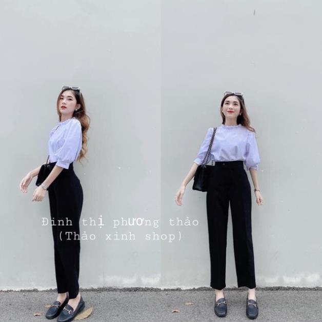 Quần Baggy Cúc Lệch Cạp Cao Siêu Tôn Dáng