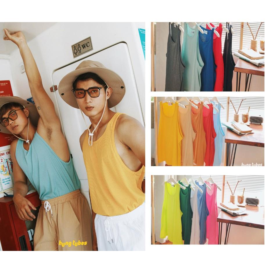Áo ba lỗ màu dành cho nam đi du lịch biển, thể thao, phong cách bụi và gợi cảm của Hung Tubes