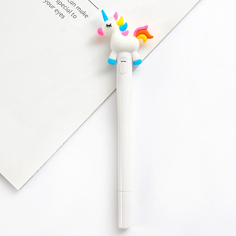 Bút mực gel đen pony viết ngòi 0.5mm lalunavn thiết kế phát sáng dễ thương, bút kỳ lân nhiều màu