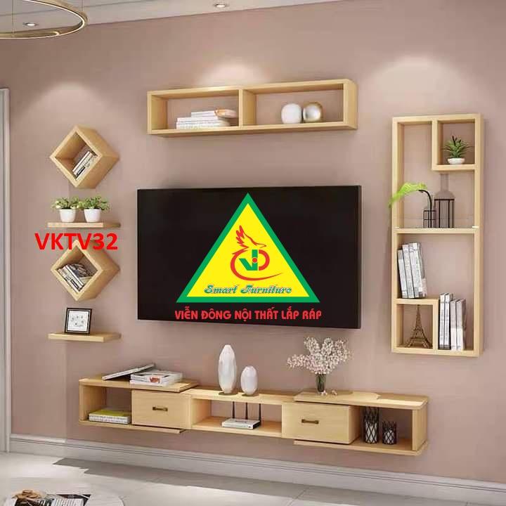 Bộ Kệ Ti Vi Treo Tường Trang Trí VKTV32 - Nội Thất Lắp Ráp Viendong Adv