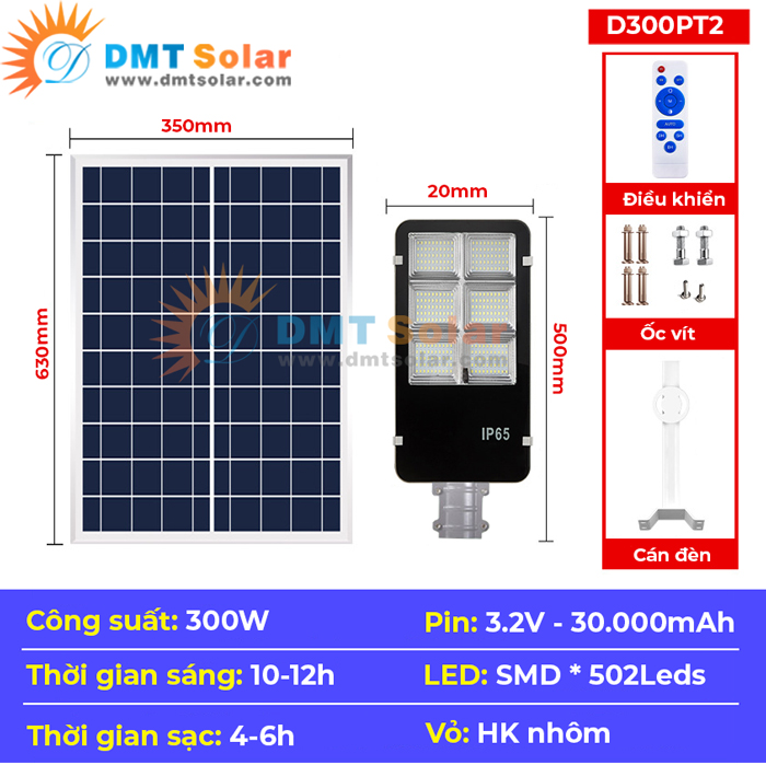 Đèn đường năng lượng mặt trời công suất 200W giá rẻ DMT-D200PT2