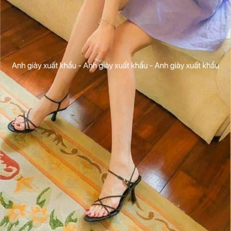 SD71 - Sandal dây mảnh da lì gót nhọn 7p cực chắc chắn