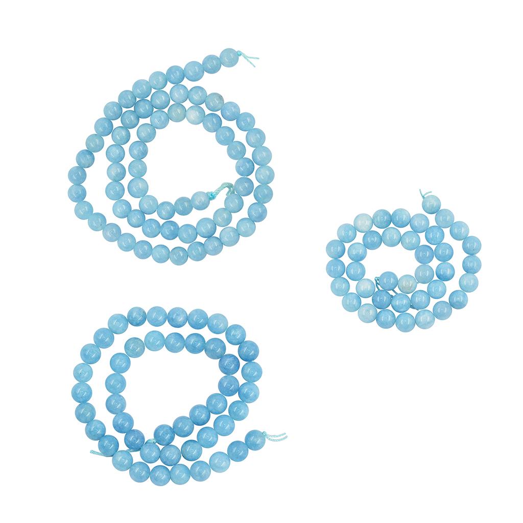1 Strand of 15inch Natural Blue Jade Loose Gemstone Round Bead for Jewelry Making DIY Bracelets Necklaces Earring 6mm/8mm/10mm