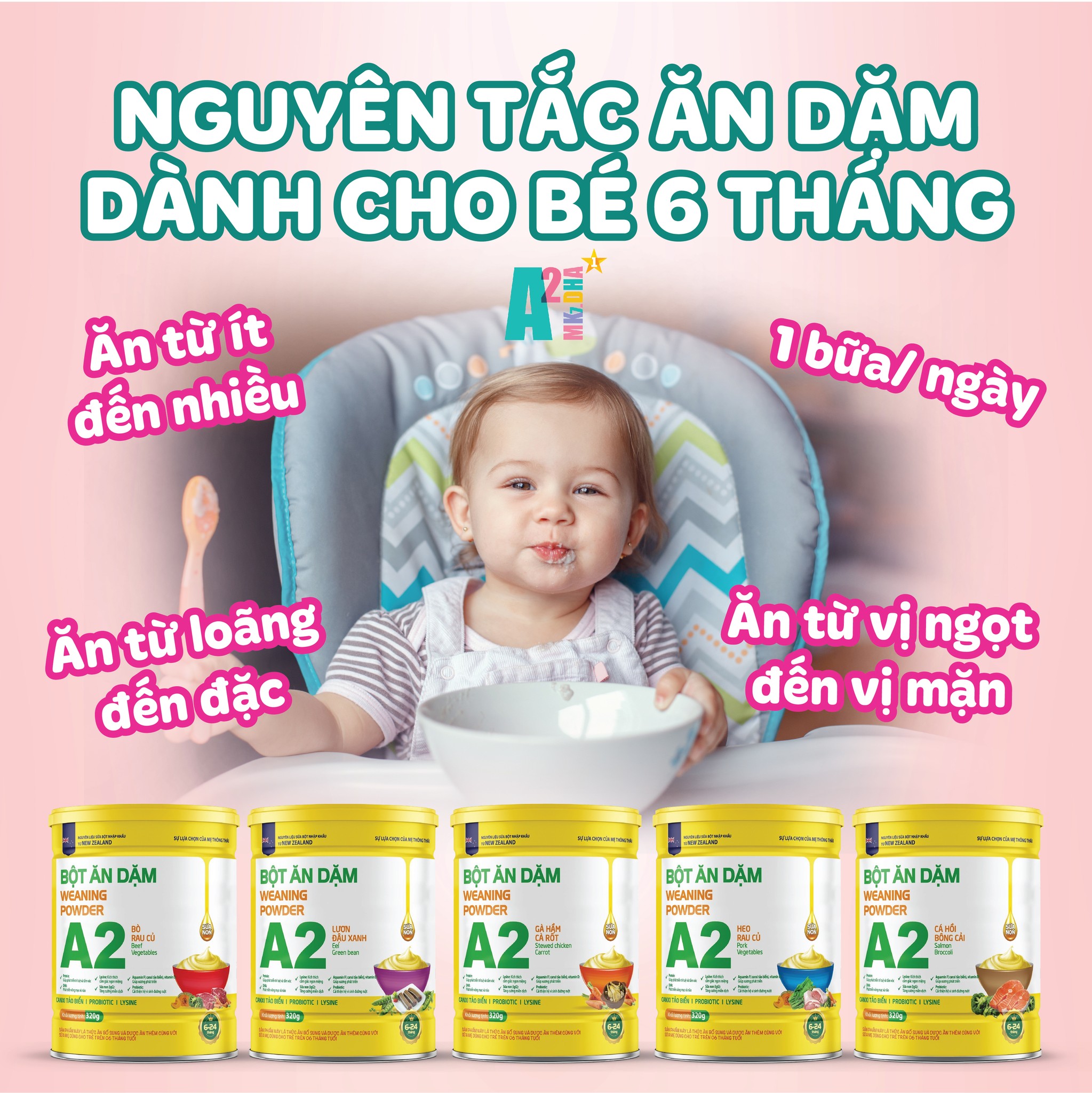 Bột ăn dặm A2 Các loại 320g