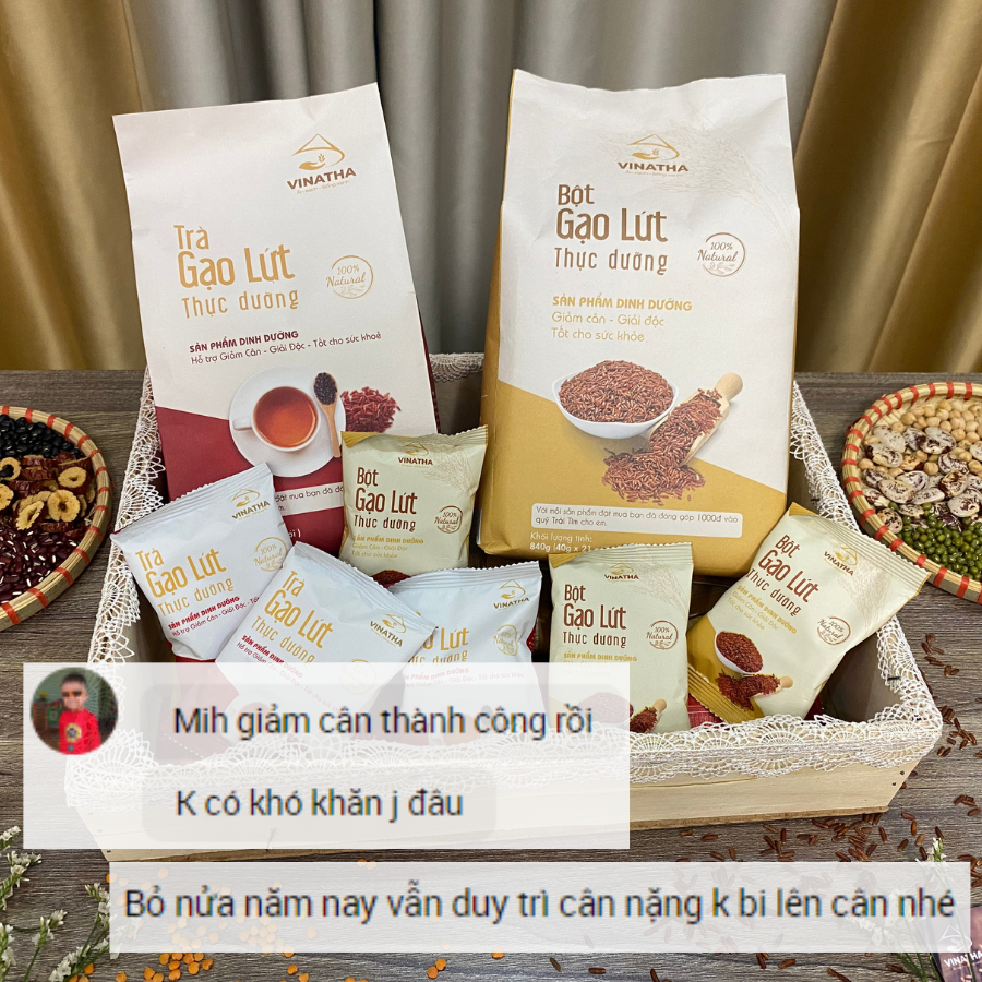 Combo Bột Gạo Lứt Thực Dưỡng Vinatha Và Trà Gạo Lứt Thực Dưỡng Vinatha , Tiêu Mỡ Thanh Lọc Cơ Thể