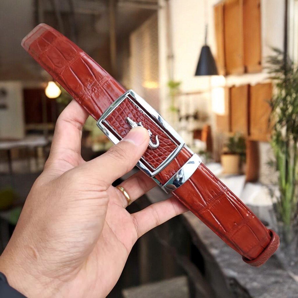 Nịt da Cá sấu - Dây liền hông rất dễ dùng! (mặt bạc)