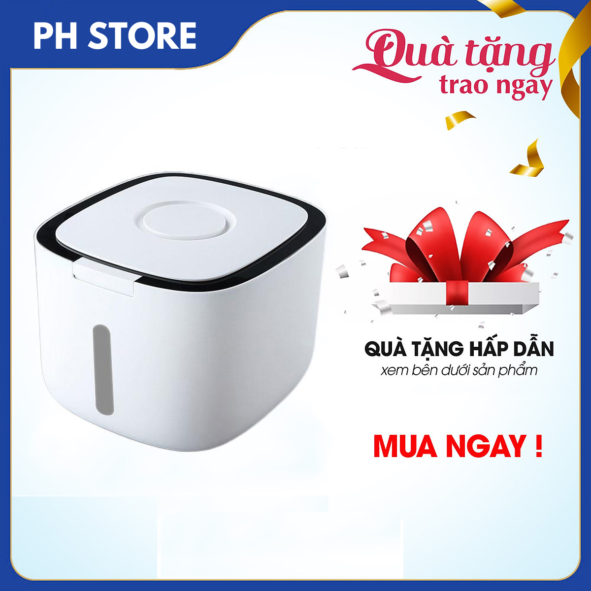 Thùng Đựng Gạo10kg, Hũ Đựng Gạo 10kg, Chống Ẩm, Mối Mọt, Thiết Kế Nhỏ Gọn, Thông Minh, Tiện Ích, Sang Trọng, Chất Liệu Nhựa ABS Cứng Cáp - Tặng kèm cốc đong gạo