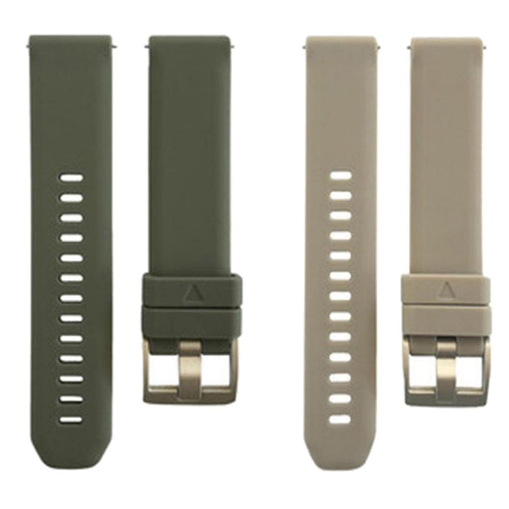 2Pcs Women Men Soft Silicone Rubber Watch Bands Repalcement Quick Release Strap 20mm, Army Green+Gray