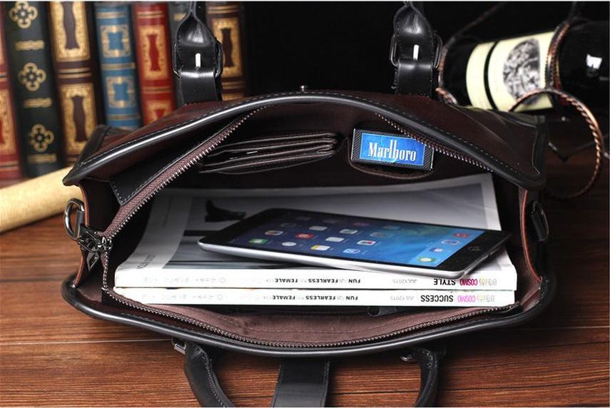 Men's Crazy Horse Leather Business Briefcase Retro Handbag