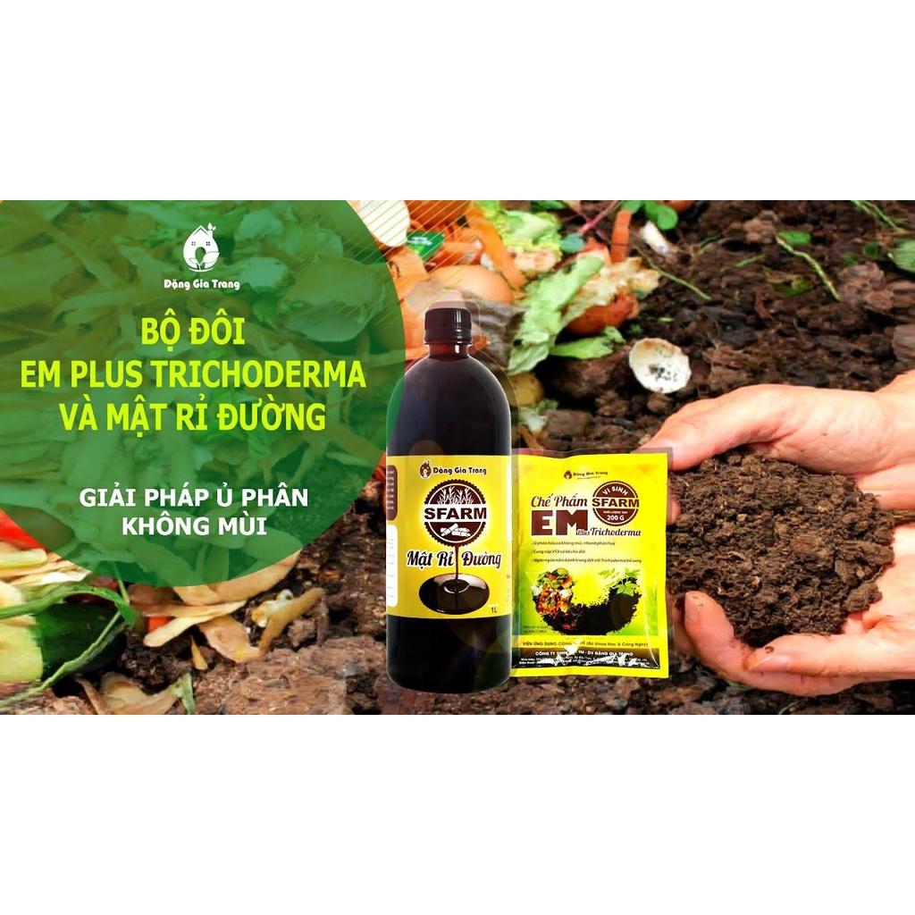 COMBO Ủ RÁC THẢI CHẾ PHẨM EM SFARM 200GR VÀ MẬT RỈ ĐƯỜNG SFARM 1 LÍT