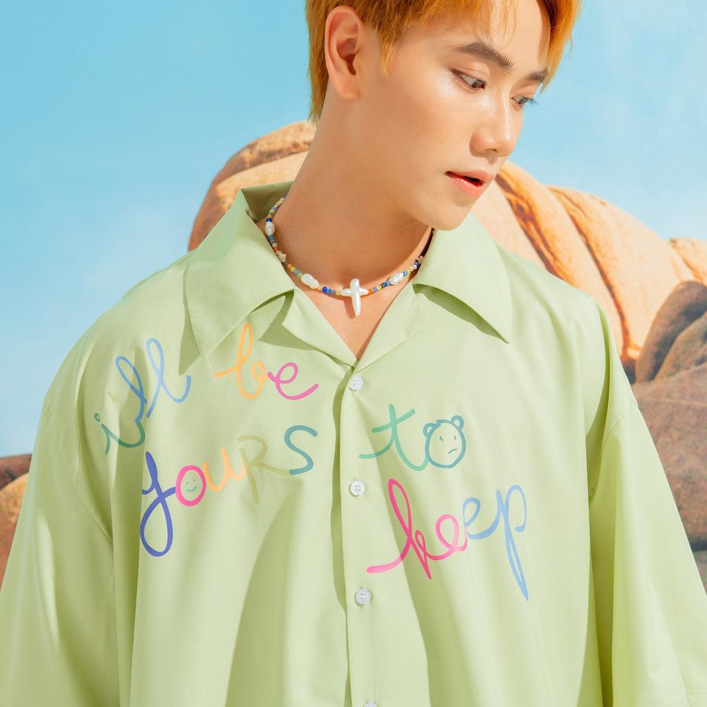 Áo sơ mi nam cổ danton xanh mint Y218 Yours Shirt