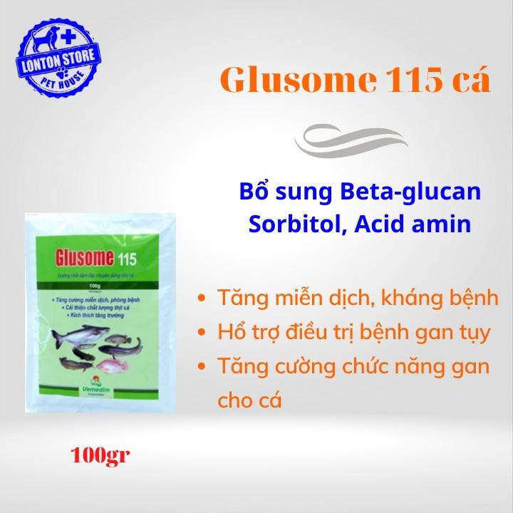 Glusome 115 cá - Bổ sung dinh dưỡng thiết yếu tăng cường hệ miễn dịch cho cá, lươn, ốc; gói 100g