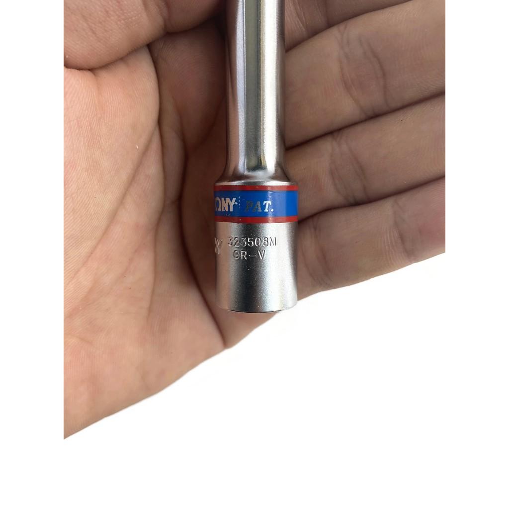 Tuýp 3/8 inch 08mm 6 cạnh màu trắng loại dài Kingtony 323508M