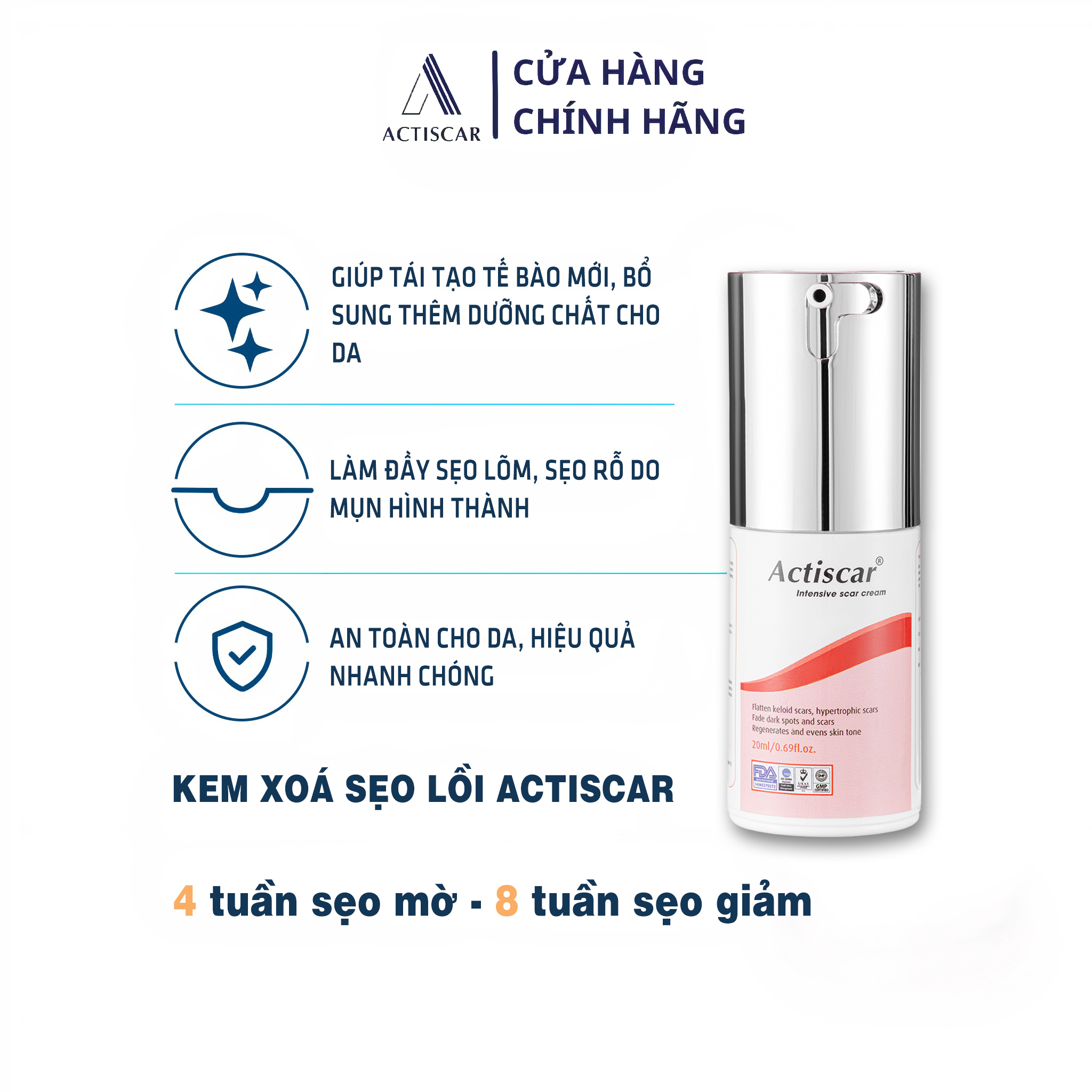 Kem Xóa Sẹo Lồi, Sẹo Phì Đại Actiscar