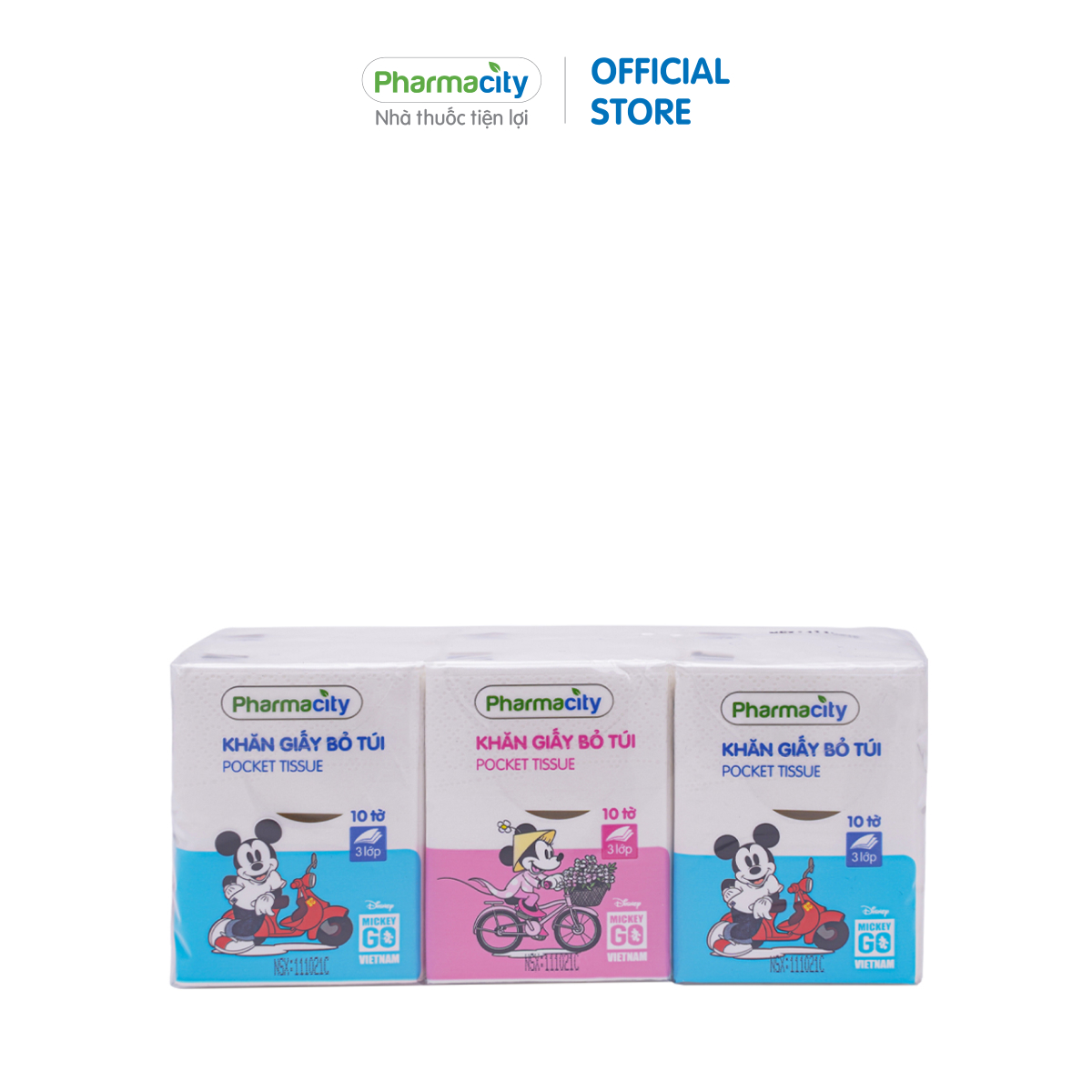 Khăn giấy bỏ túi Pharmacity Mickey Go Vietnam (Lốc 6 gói)