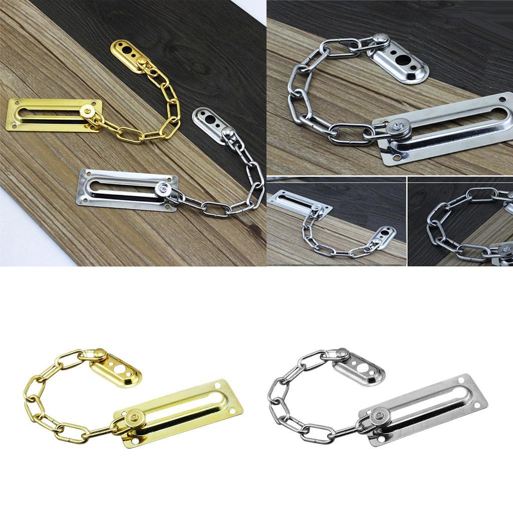 2X Stainless Steel Door Chain Guard Lock Slide Bolt for Home Security Golden