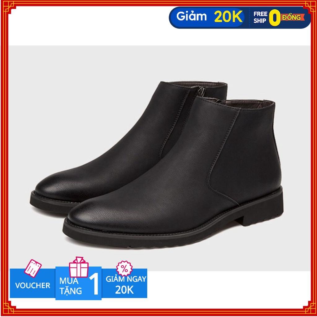 Giày Tây Boots nam cổ lửng Chelsea Boots Zip