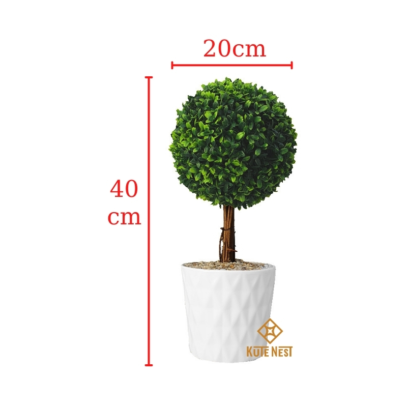 [Kute Nest] Chậu cây trang trí lá cẩm tú cầu nhân tạo để bàn cao cấp - ĐK 20 x Cao 40 cm