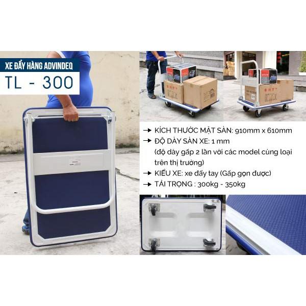 Xe đẩy hàng Advindeq sàn sắt 4 bánh tải trọng chở 150kg-300kg