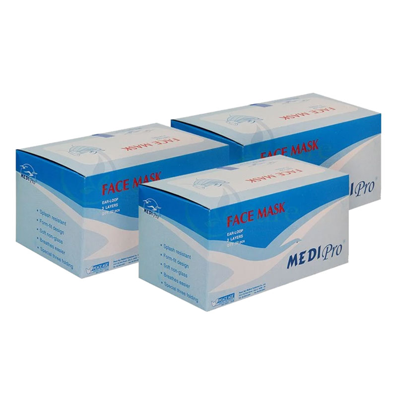Bộ 3 Hộp Khẩu Trang Y Tế Medi Pro 3 Lớp