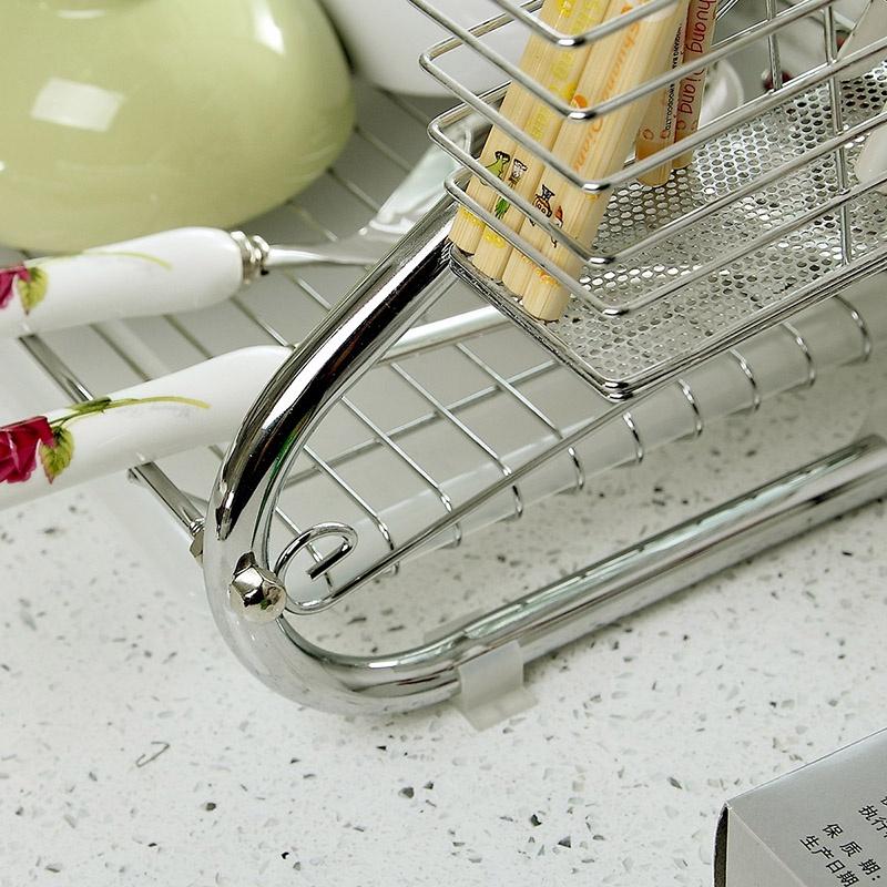 Kệ giá úp bát và đĩa 2 tầng di động chất liệu inox có khay hứng nước