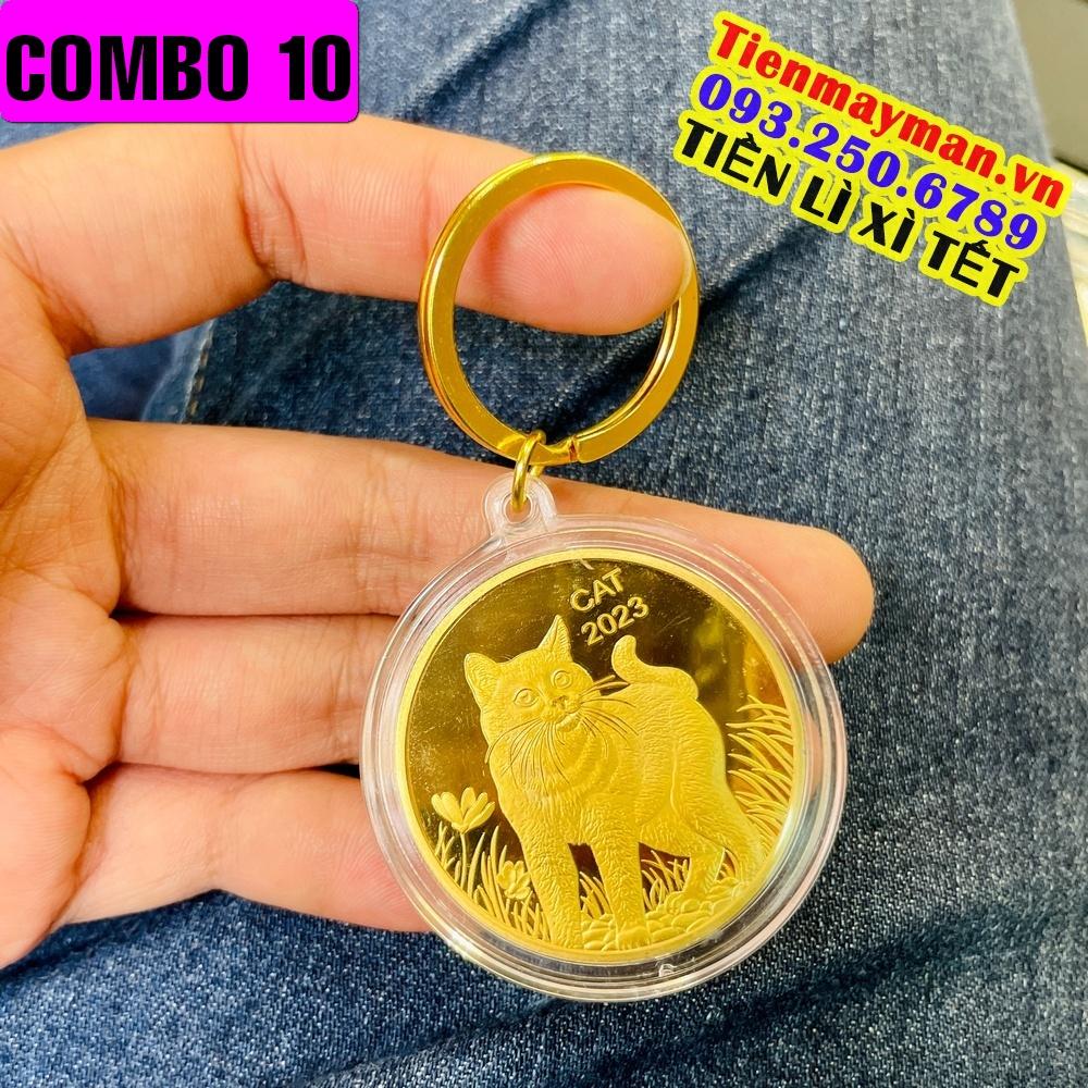 COMBO 10 Móc treo chìa khóa Đồng Xu Hình Con Mèo Úc Vàng lì xì tết 2023 - NELI - RƯỚC LỘC XUÂN