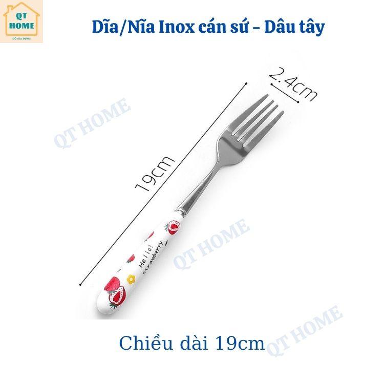 Thìa Muỗng, Dĩa Nĩa, Dao Ăn, Đũa, Chất Liệu Inox 304 và Sứ, Họa Tiết Dâu Tây, Dưa Hấu