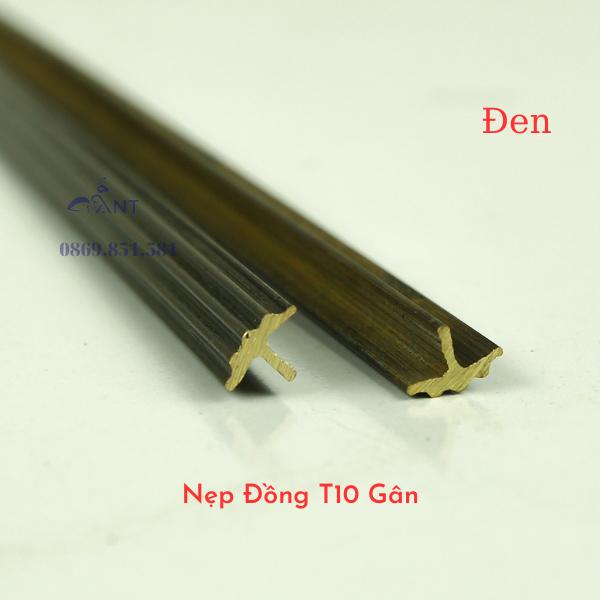 Nẹp Đồng T10 gân giả cổ Đen, Nẹp đồng chữ T, Nẹp đồng chống trơn, giá 1m