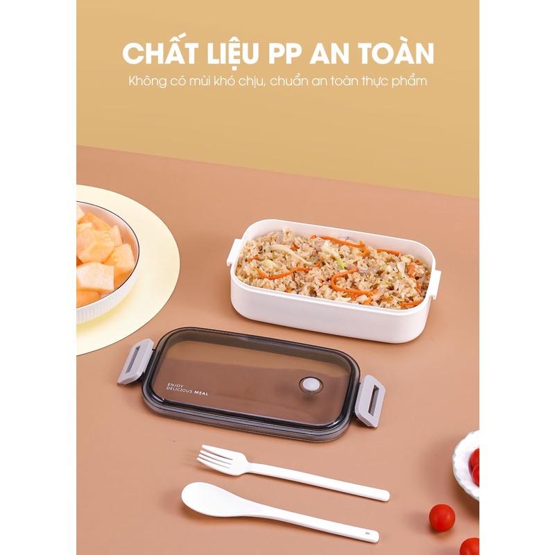 Hộp cơm văn phòng 2 tầng tặng kèm muỗng nĩa BONBOX BTW40 nhiều ngăn tiện lợi - Hàng chính hãng