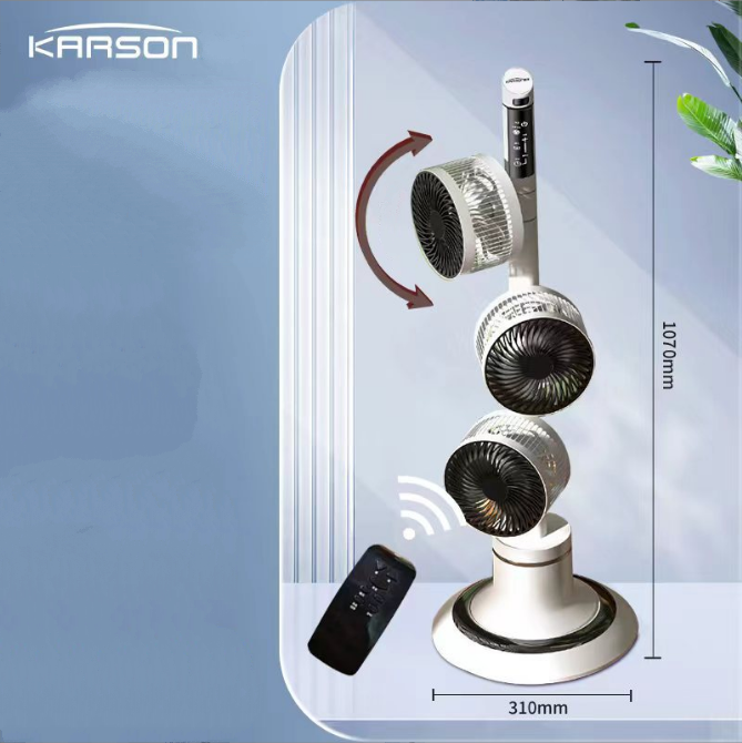 Quạt Đối Lưu 3 Đầu Đa Luồng Siêu Mát KARSON 3D cao cấp (có remote)