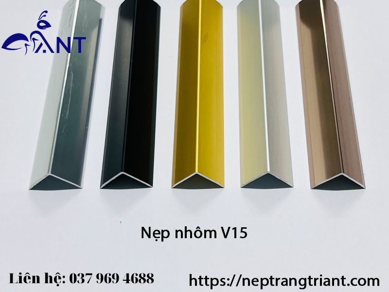 Nẹp nhôm v15, nẹp ốp góc, nẹp v 1.5cm, thanh dài 2m7, giá bán theo thanh, trang trí nhà cửa