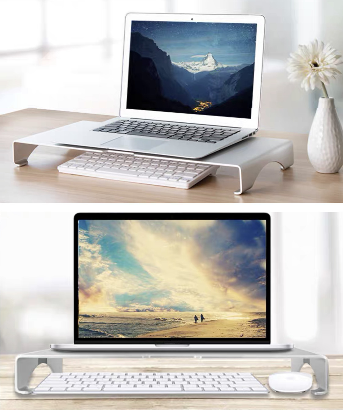 Kệ màn hình máy tính nhôm dày 3.5mm AF21 kiêm giá đỡ dành cho Imac, laptop Macbook và tivi cỡ lớn