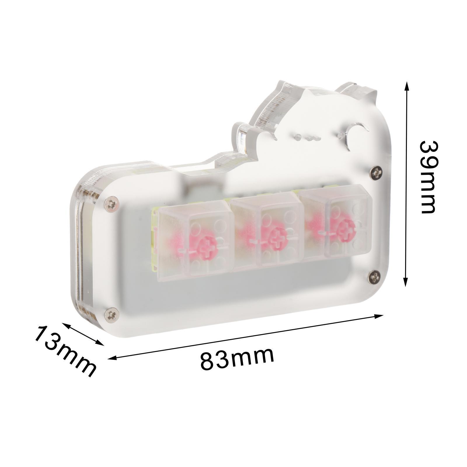 Mini 3 Key Game Keypad RGB LED Backlit Transparent Keycap