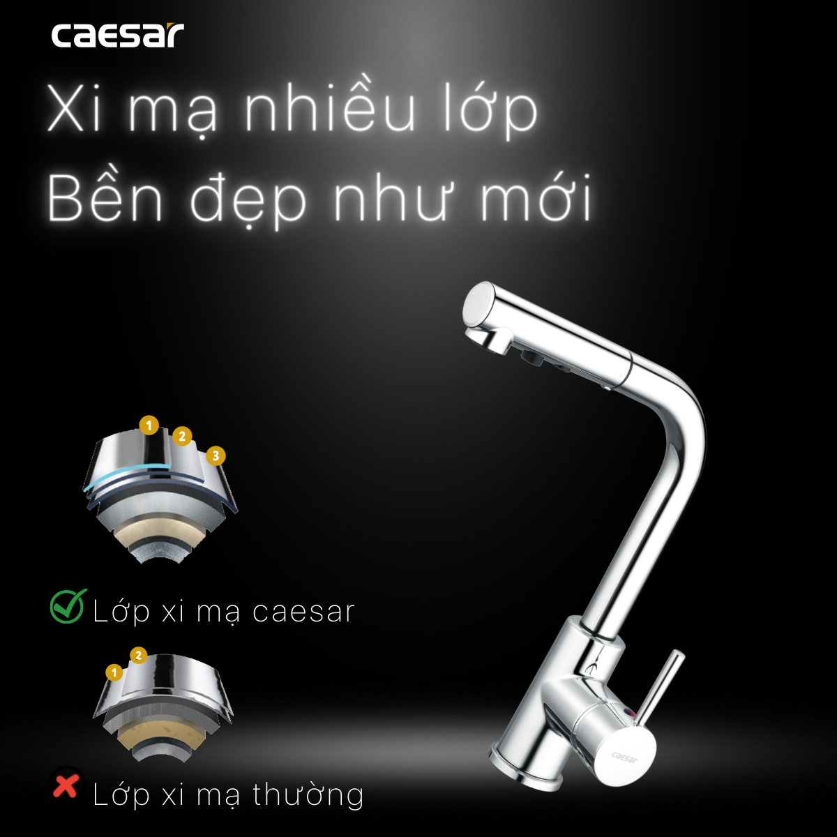 [Caesar] Vòi bếp nóng lạnh K915C