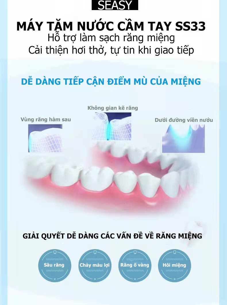 Máy tăm nước du lịch cầm tay Enpis SS33 Pro cao cấp chống nước với 5 chế độ chăm sóc răng miệng-Hàng Chính Hãng