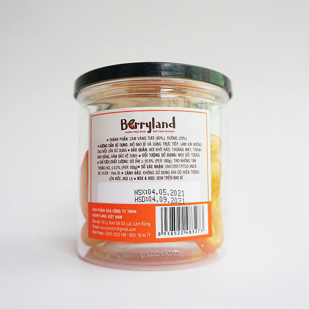 Cam sấy dẻo Berryland 100g - Đặc sản Đà Lạt trái cây sấy - Quà tặng ý nghĩa - Món ăn vặt lý tưởng