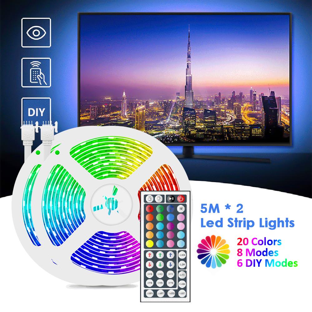 Dải đèn led 32,8ft RGB 300 điều khiển từ xa, 20 màu sắc, 6 chế độ tự làm 8 chế độ cài sẵn 5050 màu