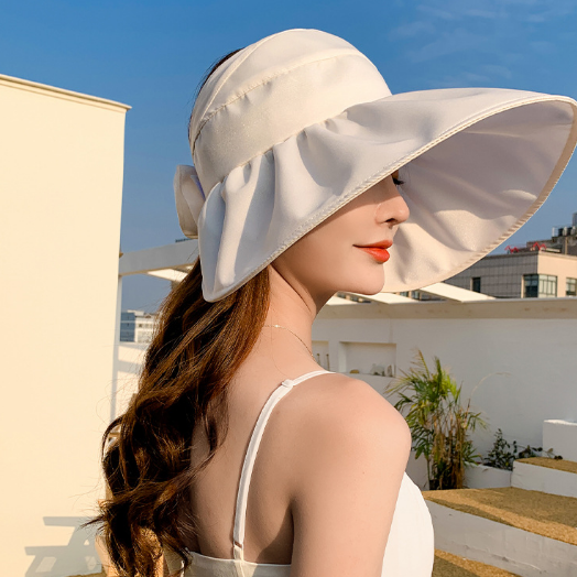 Mũ rộng vành chống nắng phong cách Hàn, nón chống nắng gắn nơ thời trang