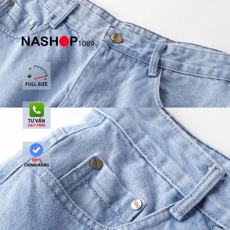 Quần jean bò ống rộng quần ống suông nam nữ unisex lưng cao cạp cao QT 220 Nashop1089