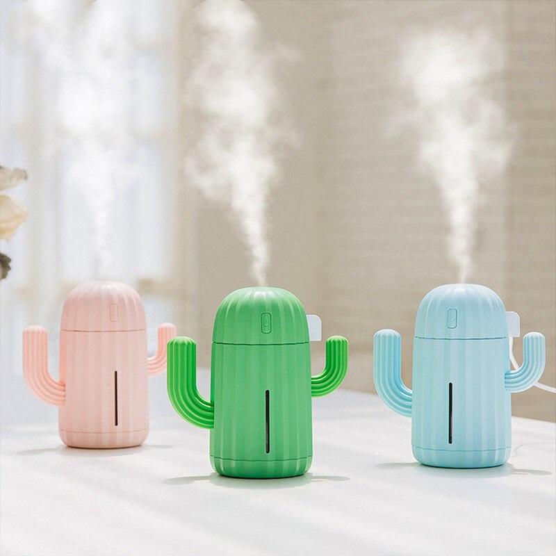 0 cái Máy phun sương tạo độ ẩm không khí mini  hình xương rồng có đèn LED cổng sạc USB dung tích 340ml.