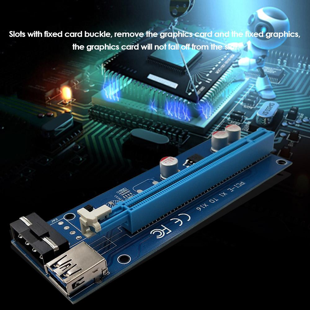 PCI-E 1X to PCI-E 16X Adapter Card PCI-E 4Pin Converter Card with USB3.0 Data Cable SATA Power Cable for Bitcoin Mining