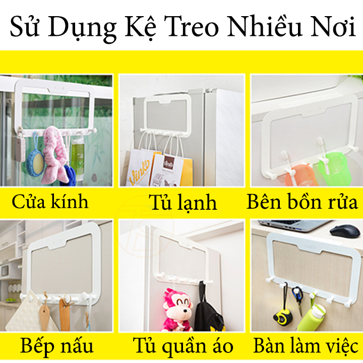 Móc Treo Đồ Sau Cửa 6 Móc E1605 - Giá Đỡ Dán Sau Cửa Treo Quần Áo Nón Tiện Lợi