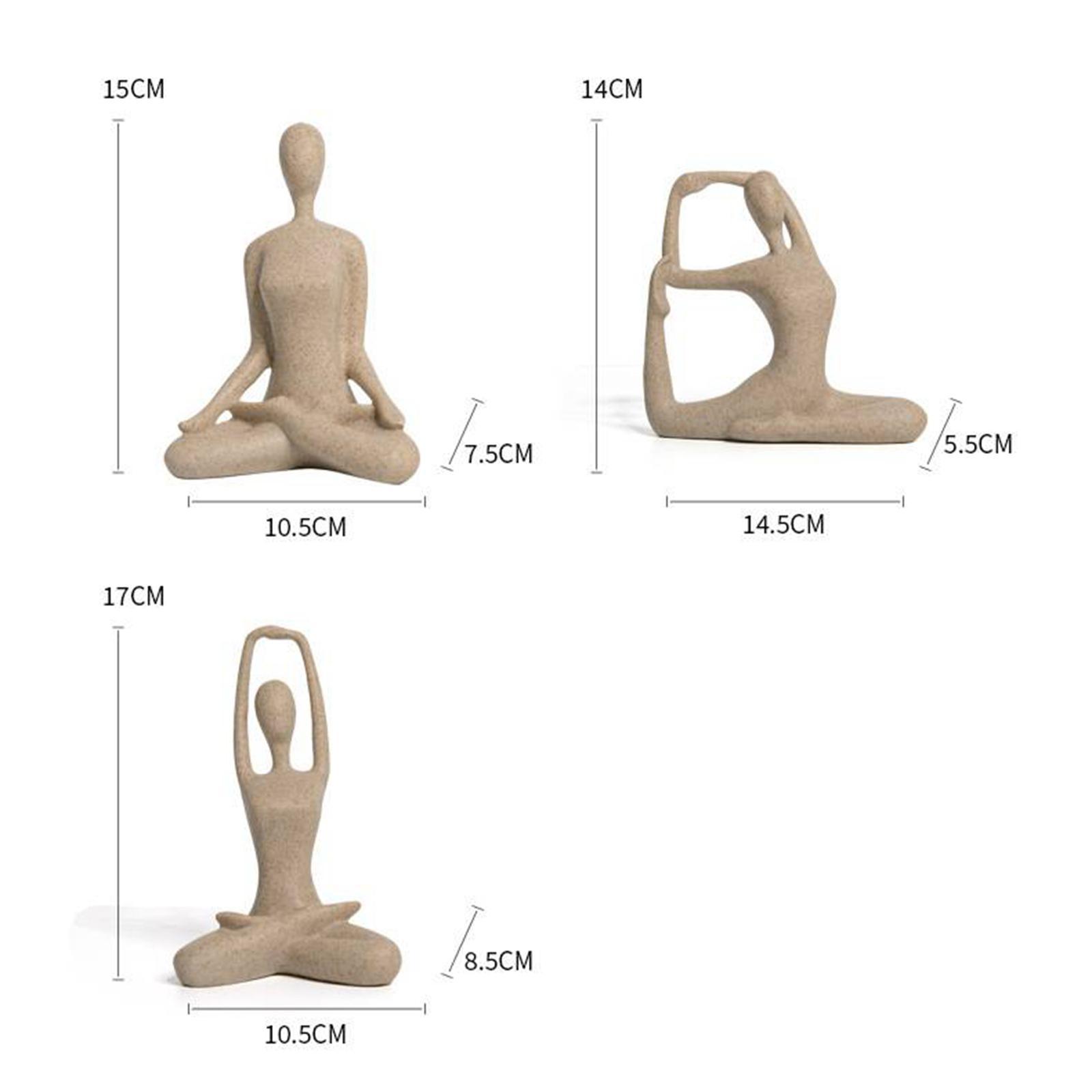 3Pcs Yoga Pose Statue Figurine Holiday Office Decor Yoga Figure Sculpture