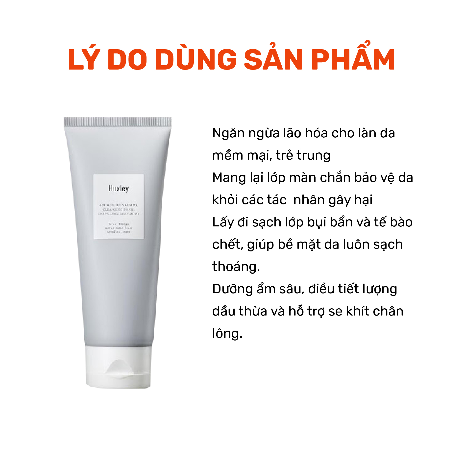 Sữa rửa mặt 100g làm sạch sâu kiểm soát dầu mụn cho da Huxley Cleansing Foam Deep Clean Deep Moist