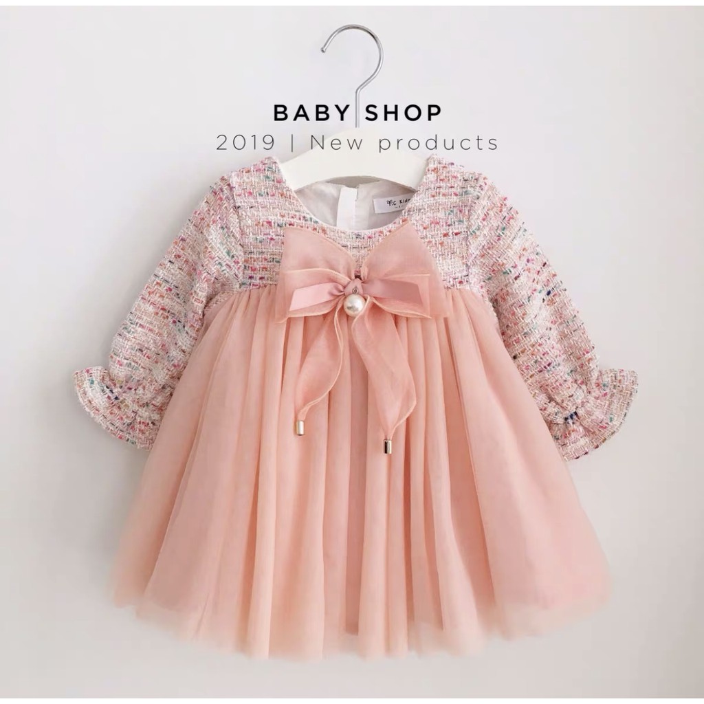 Váy đầm công chúa hồng chân ren babydoll