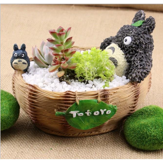 KHO-HN * Chậu làm bonsai DIY có tượng TOTORO (không kèm cây và đá) (SMD-21)