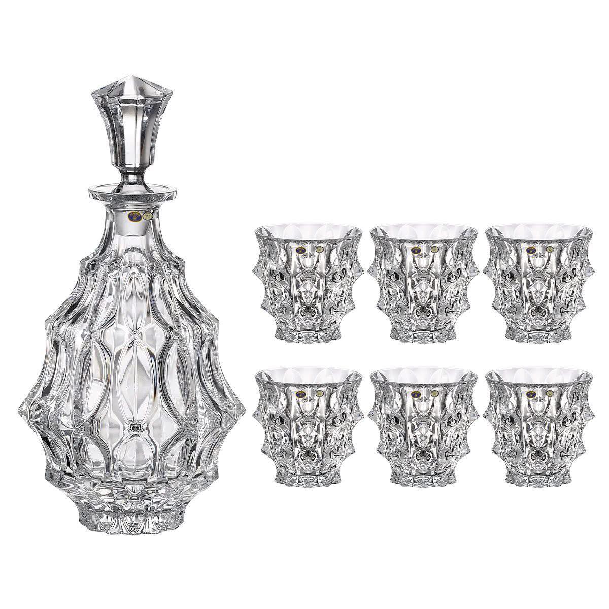 Bộ Bình Cốc Rượu Pha Lê Tiệp Bohemia (1 bình 700ml + 6 cốc 290ml) Hàng chính hãng