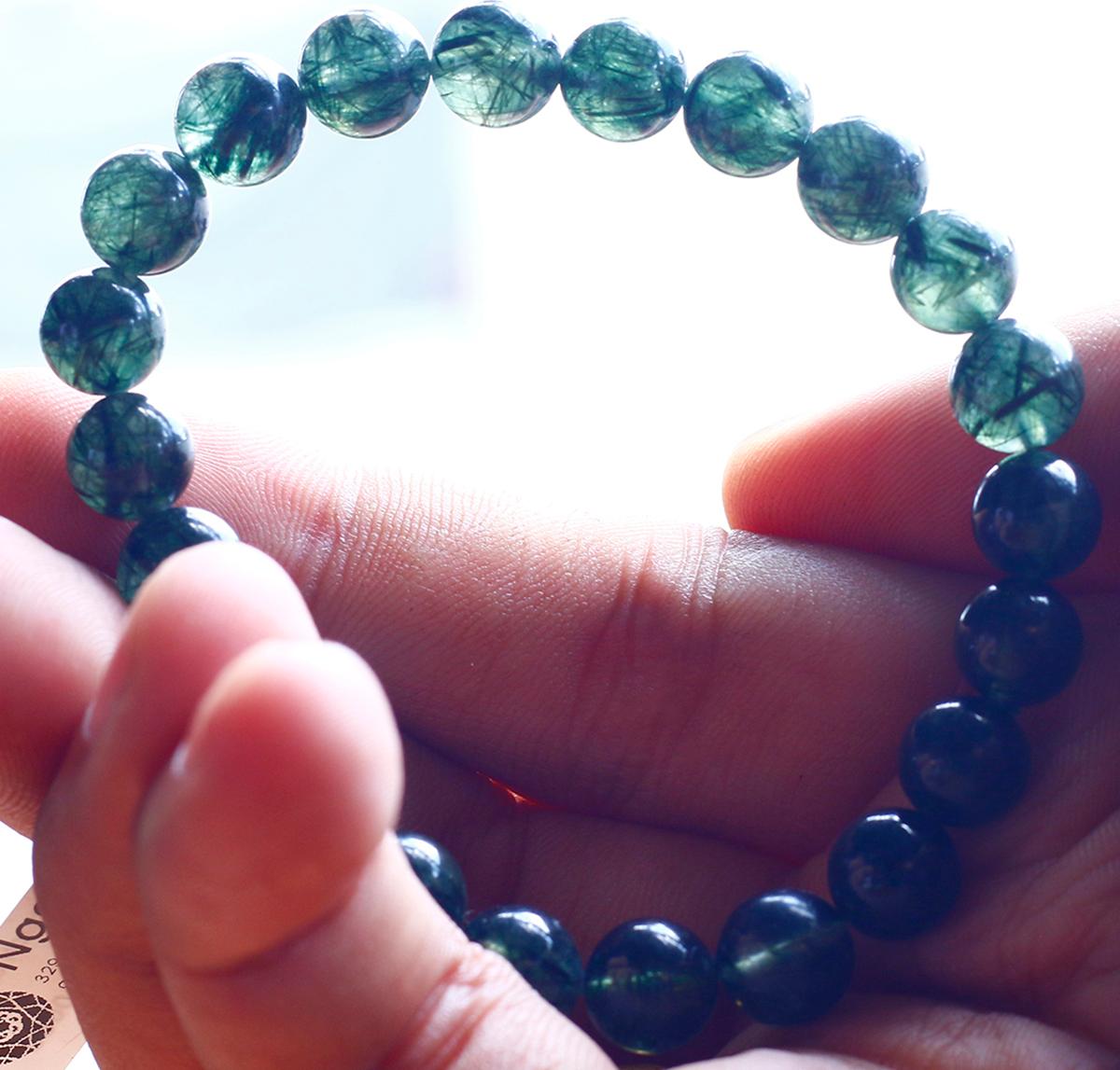 Vòng tay đá thạch anh tóc xanh mệnh hỏa, mộc - Ngọc Quý Gemstones