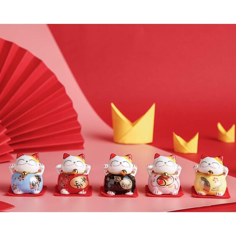 Bộ 5 Mèo Thần Tài Mini May Mắn